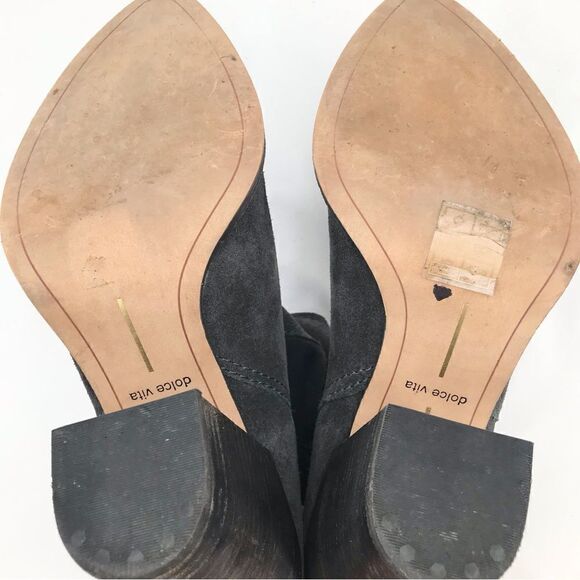 Dolce Vita Gray Suede Leather Soft Structure Western Style Heeled Ankle Boots - Picture 15 of 16